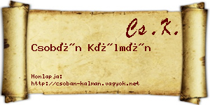 Csobán Kálmán névjegykártya